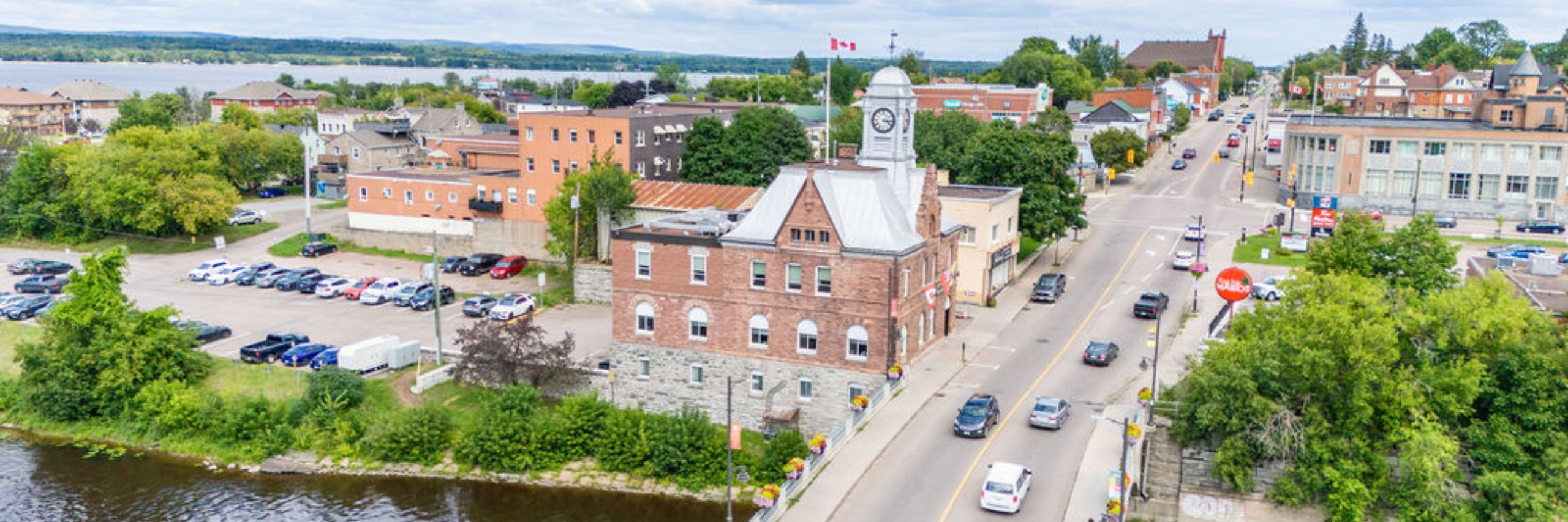aerial drone view of city